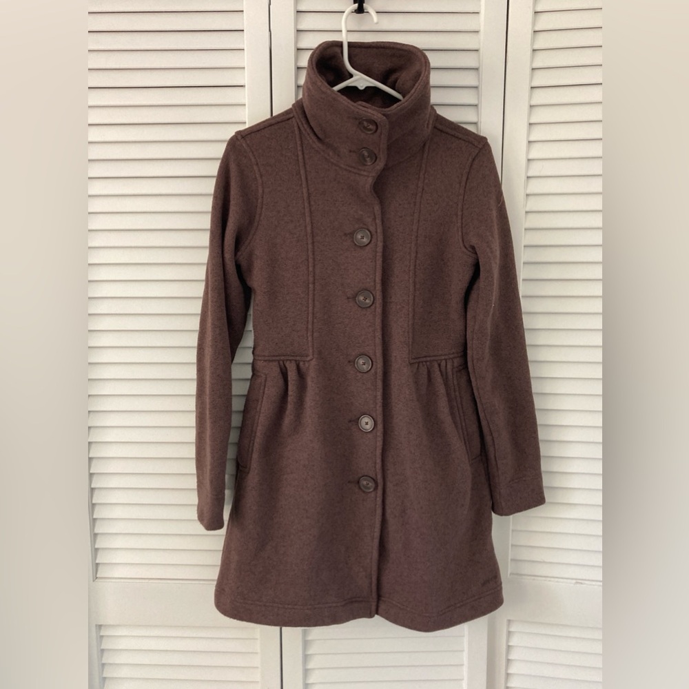 Patagonia Brown Pea Coat with A-line Silhouette